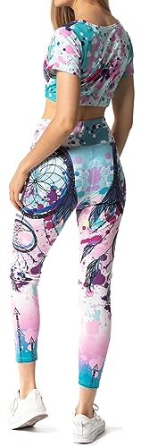 In One Clothing Conjunto de yoga y gimnasio – Top y leggings en moderno diseño deportivo, Blanco, XXL