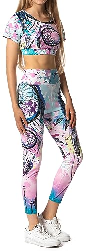 In One Clothing Conjunto de yoga y gimnasio – Top y leggings en moderno diseño deportivo, Blanco, XXL