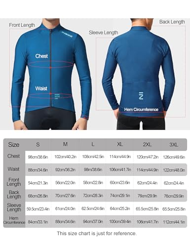 INBIKE Maillot Ciclismo Hombre Ropa Térmica de Invierno Maglietta Ciclista Gore Wear Mangas Largas con 3 Bolsillos y Dobladillo Antideslizante Transpirable y Cortaviento Tejido Polar MLS22, Azul, XL