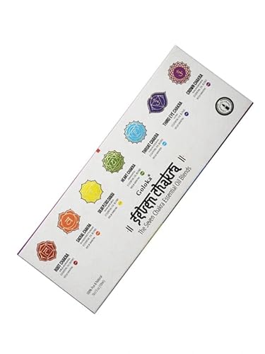 INCIENSOSHOP - Colección de esencias de los siete Chakras: Muladhara, Svadhishthana, Manipura, Anahata, Vishuddha, Ajna y Sahasrara caja de 7 unidades de 10 mililitros