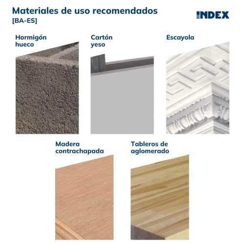 INDEX Fixing Systems BA-ES - Pack de 4 basculantes por gravedad para fijación de elementos ligeros en falsos techos GRAVITEX espiga (recubrimiento cincado, M6, diámetro de 16 mm)