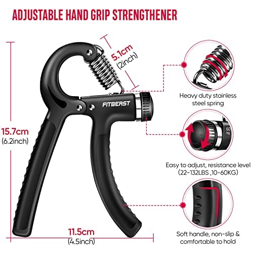 IndiMosch. Hand Grip, Pack 2, Ejercitador de Manos Ajustable de 5-60kg, Fortalecedores de Mano para Entrenar el Agarre, la Fuerza de Los Dedos, la Muñeca, el Antebrazos Fortalecer