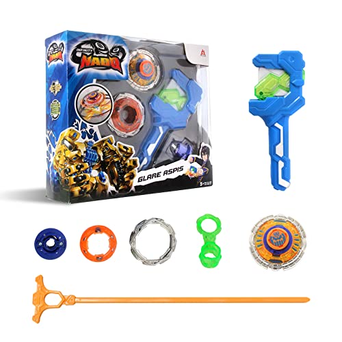 Infinity Nado Spinning Tops para Niños de Juguete de Metal, Battle Tops Spinning Top Launcher Toy Boys, Infinity Nado Spinning Tops Boys from 5 6 7 8 9 10 11 12 years, YW624504 Glare Aspis Game