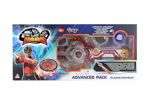 Infinity Nado Spinning Tops para Niños de Juguete de Metal, Battle Tops Spinning Top Launcher Toy, Juguetes para niños Mayores de 5 años, Advanced Pack - Blazing War Bear