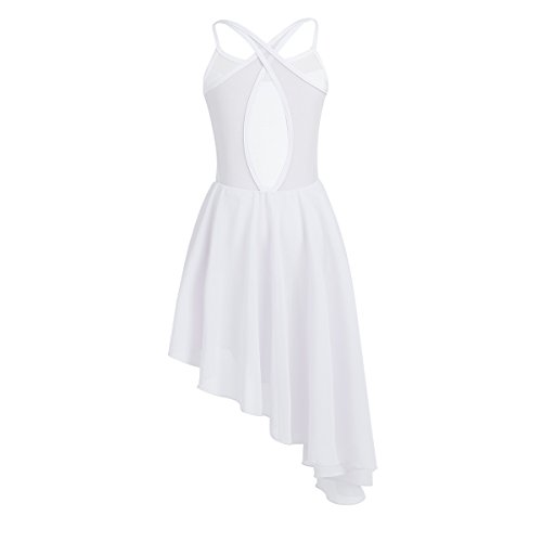 inhzoy Vestido de Danza Clásica para Niña Maillot Lentejuelas de Danza Ballet Maillot de Gimnasia Ritmica Vestido Gasa de Danza Lirica Blanco 11-12 años