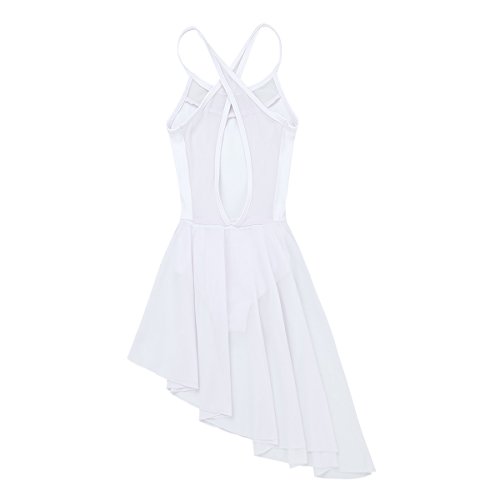 inhzoy Vestido de Danza Clásica para Niña Maillot Lentejuelas de Danza Ballet Maillot de Gimnasia Ritmica Vestido Gasa de Danza Lirica Blanco 11-12 años