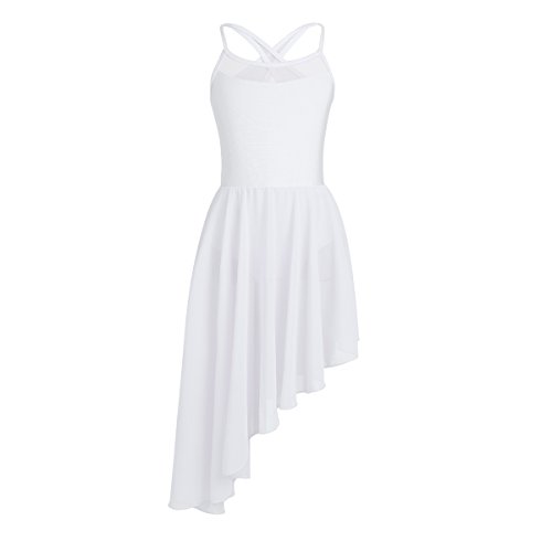 inhzoy Vestido de Danza Clásica para Niña Maillot Lentejuelas de Danza Ballet Maillot de Gimnasia Ritmica Vestido Gasa de Danza Lirica Blanco 11-12 años