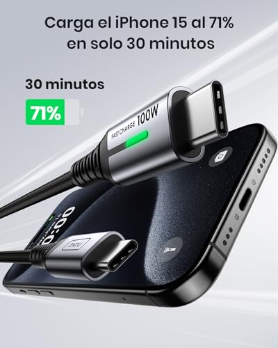 INIU Cable USB C, 100W 2m Cable de Carga Rápida QC de USB C a USB C, Cable Tipo C Trenzado Nylon de Datos Cargador de Teléfono USB-C para Samsung S22 iPad Pro MacBook Tabletas LG Google etc