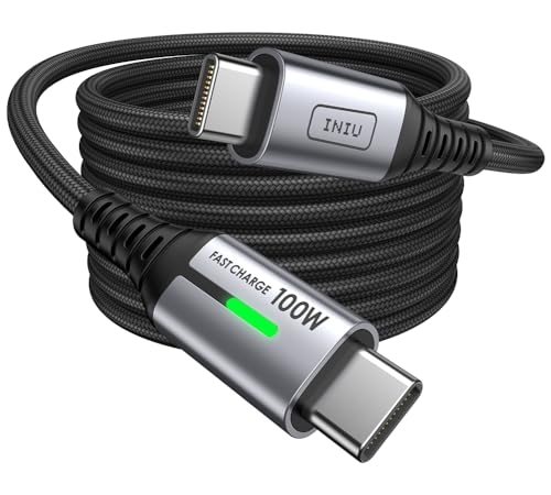 INIU Cable USB C, 100W 2m Cable de Carga Rápida QC de USB C a USB C, Cable Tipo C Trenzado Nylon de Datos Cargador de Teléfono USB-C para Samsung S22 iPad Pro MacBook Tabletas LG Google etc