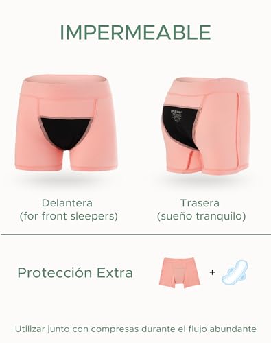 INNERSY Calzoncillos Niña Boxer Bragas Menstruales Deportivas Ropa Interior de Protección 3 Pack (12-14 Años, Rosa+Morado+Negro)