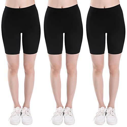 INNERSY Pantalones Cortos Niña Negros Shorts Algodon Antirozaduras Culotte Ciclismo Deporte 3 Pack (12-14 años, Negro)