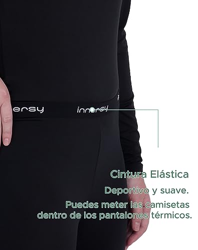 INNERSY Ropa Interior Térmica Negro Niña Manga Larga Leggins Termicos Conjunto Invierno Otoño Frio (10-12 Años, Negro)