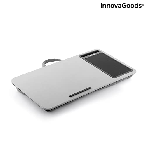 InnovaGoods Deskion Escritorio PORTÁTIL para Ordenador con COJÍN XL, Gris, Mediano