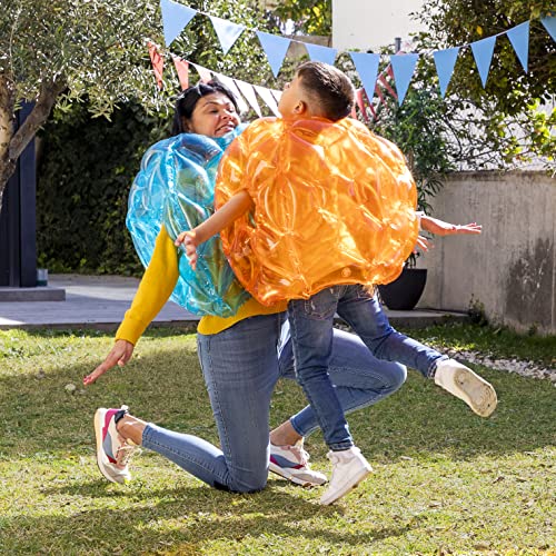 InnovaGoods® Pelota de Burbuja Hinchable BUMPOY, Bola Hinchable Pelota Humana colisión, Bola de Parachoques Inflable Azul y Naranja, Juguetes para niños, Aire Libre (2 Unidades)