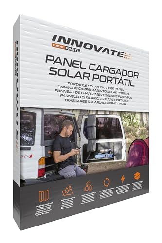 Innovate Panel Cargador Solar Portátil 21W 5V 3 Amp. Máx. con Conexión USB Tipo C-A. Placa Solar Plegable e Impermeable. Perfecto para Acampadas, Trekking, Senderismo, Playa, Montaña…