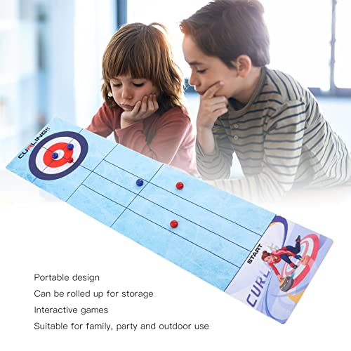 INSTITIZER Juego De Curling De Mesa Roll Up Educativo Interactivo Competitivo Tablero De Curling Portátil Juegos De Mesa De Equipo Portátiles, Juego De Mesa De Curling Compacto para Viajes Familiares