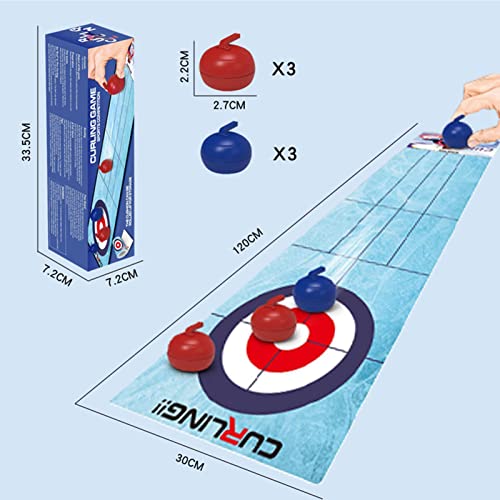 INSTITIZER Juego De Curling De Mesa Roll Up Educativo Interactivo Competitivo Tablero De Curling Portátil Juegos De Mesa De Equipo Portátiles, Juego De Mesa De Curling Compacto para Viajes Familiares