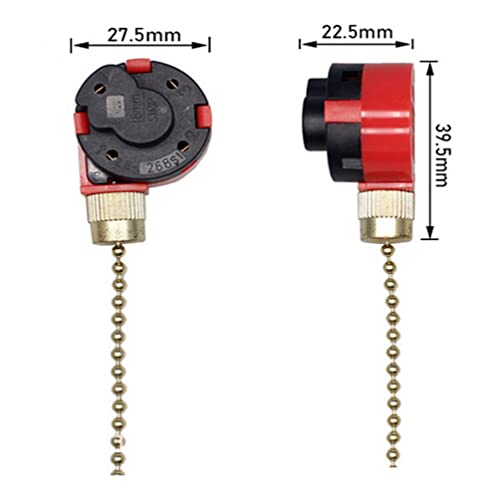 Interruptor de velocidad de repuesto para ventilador de techo, 1 Uds, 125/250V, 3/6A, 3 velocidades, 4 cables, interruptor de cuerda de cadena (Bronce)