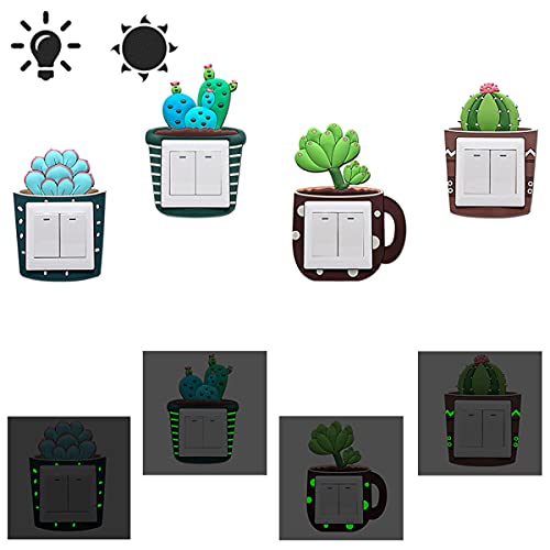 Interruptor Pegatina 7 Piezas Pegatinas para Silicona Etiquetas Engomada Interruptor Luminoso Diseño de Cactus en 3D Adhesivo Decorativo para Tomas de Interruptor de Luz Decoración de Pared