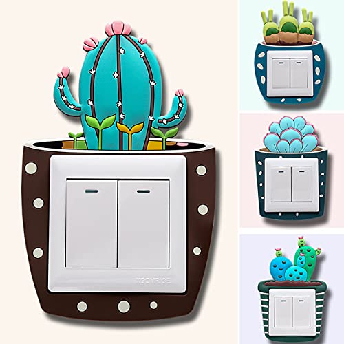 Interruptor Pegatina 7 Piezas Pegatinas para Silicona Etiquetas Engomada Interruptor Luminoso Diseño de Cactus en 3D Adhesivo Decorativo para Tomas de Interruptor de Luz Decoración de Pared