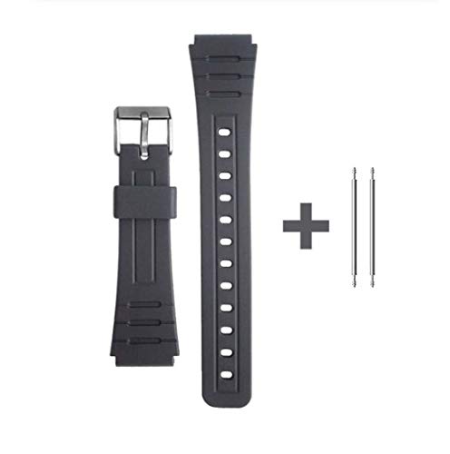 Intervic Correa de Repuesto Reloj Casio F-91W Negra Pulsera 18mm Plastico con Pasadores Metálicos de Regalo Recambio F91