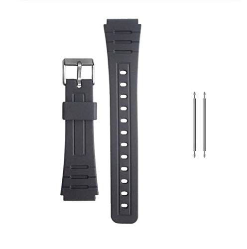 Intervic Correa de Repuesto Reloj Casio F-91W Negra Pulsera 18mm Plastico con Pasadores Metálicos de Regalo Recambio F91