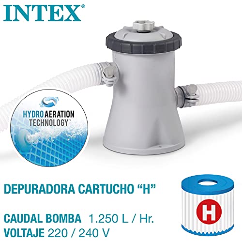 Intex 55241 - Piscina desmontable redonda INTEX, piscina Metal Frame, con depuradora 1.250l/h, Ø305x76 cm, 4.485 litros, diseño fotorrealista del fondo marino, INTEX 55241