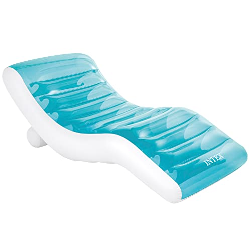 Intex 56874 Splash Lounge Colchoneta Hinchable, Flotador para Piscina, Capacidad 1 Persona, Peso Máximo Soportado 100 kg, Medidas 99x191 cm, con Porta Bebidas, Splash Azul