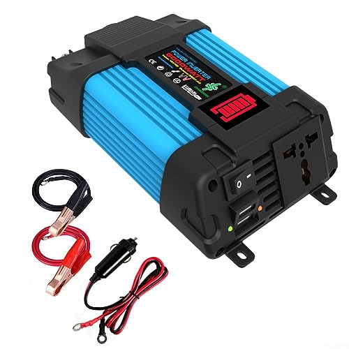 Inversor de corriente para automóvil de 6000 W, CC de 12 V a CA 110/220 V, pantalla LCD de onda sinusoidal pura con 2 USB, inversor de corriente para automóvil de onda sinusoidal pura para camión, bar