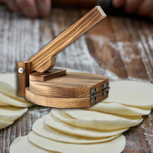 Ioensy Prensa de Tortillas de Madera, Máquina de Bolas de, Prensador de Piel de Bola de Multifuncional, Prensador de Tortilla Mexicana para Restaur, Redondo, Individual