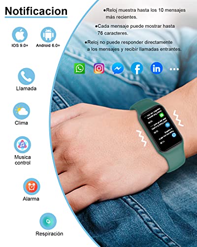 IOWODO Smartwatch,Reloj Inteligente Hombre Mujer con Oxímetro(SpO2) Pulsómetro Sueño Podómetro,Pulsera Actividad con Notificación de Mensajes,Impermeable 5ATM para Android iOS(2 Correas)