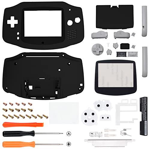 IPS Ready Upgraded eXtremeRate Carcasa para Gameboy Advance Funda Protector Placa Cubierta Shell con Botones para GBA-Compatible con IPS & LCD Estándar-NO Incluye Consola & Pantalla IPS(Negro)