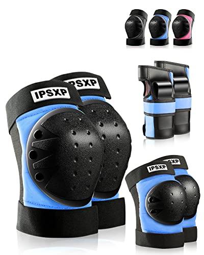 IPSXP Protecciones Patines, Almohadillas para Rodillas Codo Muñeca Niños Adolescente Seguridad en la Protecciones para Monopatín, Skate, Patines, Patinaje, Scooter, Bicicleta (L)