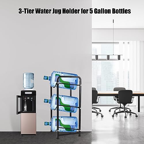 Irishom Estante para Jarra Enfriador de Agua de 3 Niveles, Soporte para Botella de Agua de 5 galones, Estante de Almacenamiento con protección para el Piso para 3 Botellas, Soporte