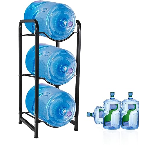 Irishom Estante para Jarra Enfriador de Agua de 3 Niveles, Soporte para Botella de Agua de 5 galones, Estante de Almacenamiento con protección para el Piso para 3 Botellas, Soporte