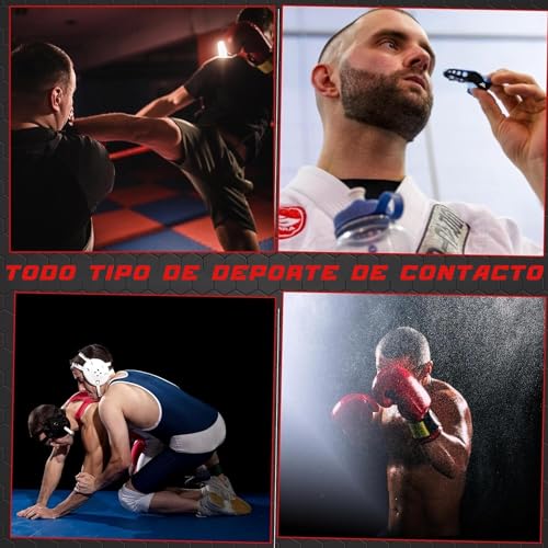 IRON FIGHTER Protector Bucal Boxeo Adultos Naranja/Negro - Protector Dientes de Gel Adaptable Cómodo, Protector Bucal Artes Marciales Boxeo Inglés MMA Rugby Hockey Judo Lucha Karate BJJ Kick Boxing