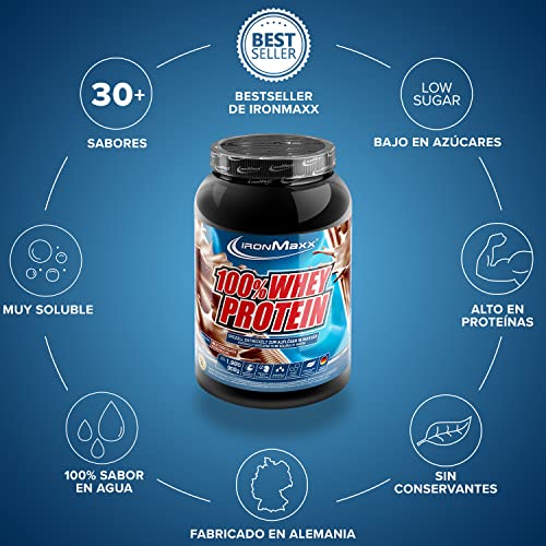 IronMaxx 100% Proteína de suero en polvo - chocolate bote de 900g| proteína en polvo a base de proteína de suero de leche soluble en agua, reducida en azúcar | muchos sabores diferentes