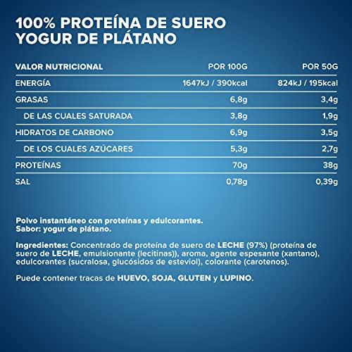 IronMaxx 100% Proteína de suero en polvo - yogur de plátano bote de 900g| proteína en polvo a base de proteína de suero de leche soluble en agua, reducida en azúcar | muchos sabores diferentes