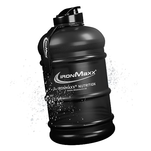 IronMaxx Galón de agua -negro mate 2200ml | sin BPA &DEHP| botella a prueba de fugas con escala de medida | disponible en colores diferentes