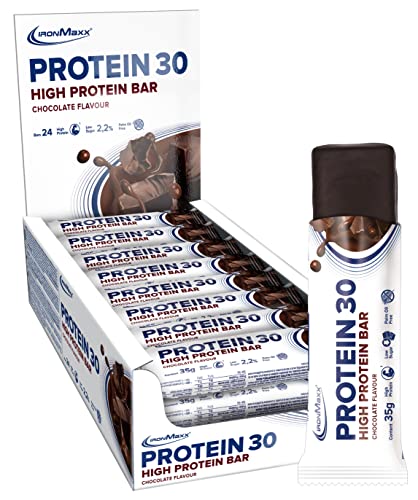 IronMaxx Proteína 30 barrita proteica- chocolate 24 x 35g | barrita proteica sin aceite de palma y sin gluten con vitaminas | adecuado para una alimentación baja en azúcar y carbohidratos