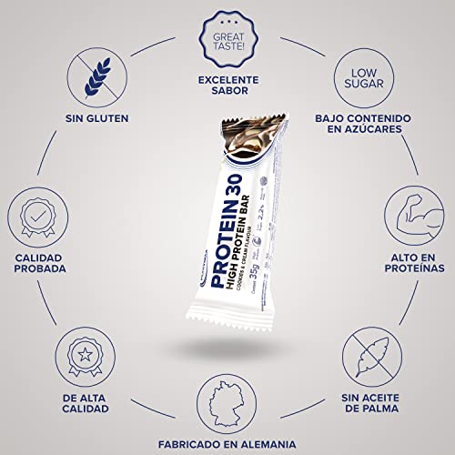 IronMaxx Proteína 30 barrita proteica- galletas y crema 24 x 35g | barrita proteica sin aceite de palma y sin gluten con vitaminas | adecuado para una alimentación baja en azúcar y carbohidratos