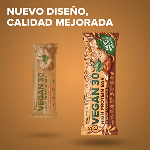 IronMaxx Vegan 30 Protein Bar- Barrita Proteica Vegana - sabor: galleta de almendra - 6 x 35g (paquete de 6 barritas)