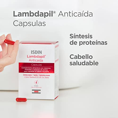 ISDIN Lambdapil 180 Cápsulas Anticaída del Cabello,Duración 3 meses,Complemento Alimenticio para la caída Ocasional del cabello,con vitaminas,minerales y extractos de plantas para un pelo saludable