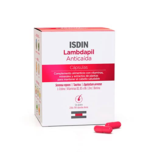 ISDIN Lambdapil 180 Cápsulas Anticaída del Cabello,Duración 3 meses,Complemento Alimenticio para la caída Ocasional del cabello,con vitaminas,minerales y extractos de plantas para un pelo saludable