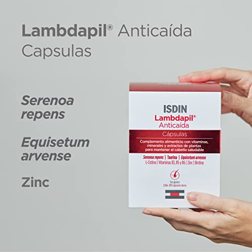 ISDIN Lambdapil 180 Cápsulas Anticaída del Cabello,Duración 3 meses,Complemento Alimenticio para la caída Ocasional del cabello,con vitaminas,minerales y extractos de plantas para un pelo saludable