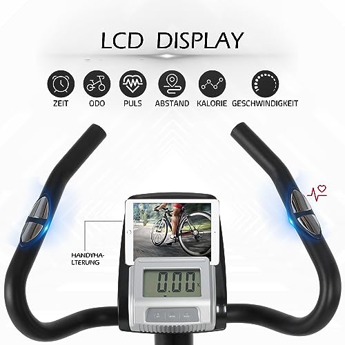 ISE Bicicleta estática con pantalla LCD, Bicicleta estática de fitness de Sistema magnético externo bidireccional, pulso, altura del asiento ajustable, Cardio Training Fitness con casa, SY-8825