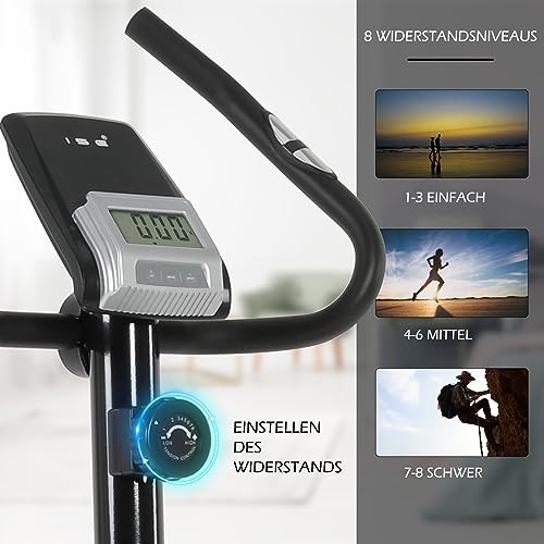 ISE Bicicleta estática con pantalla LCD, Bicicleta estática de fitness de Sistema magnético externo bidireccional, pulso, altura del asiento ajustable, Cardio Training Fitness con casa, SY-8825