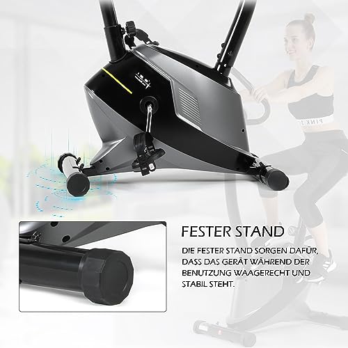 ISE Bicicleta estática con pantalla LCD, Bicicleta estática de fitness de Sistema magnético externo bidireccional, pulso, altura del asiento ajustable, Cardio Training Fitness con casa, SY-8825