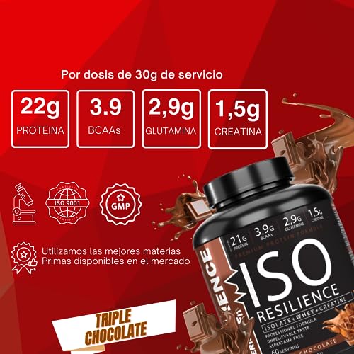 ISO RESILIENCE|Proteína en Polvo|Proteinas whey|1.8kg|Proteínas de Suero con Creatina|Ganar Masa Muscular|Proteína Sabor Triple Chocolate|Batido Proteinas Masa Muscular|Proteina Con Creatina.