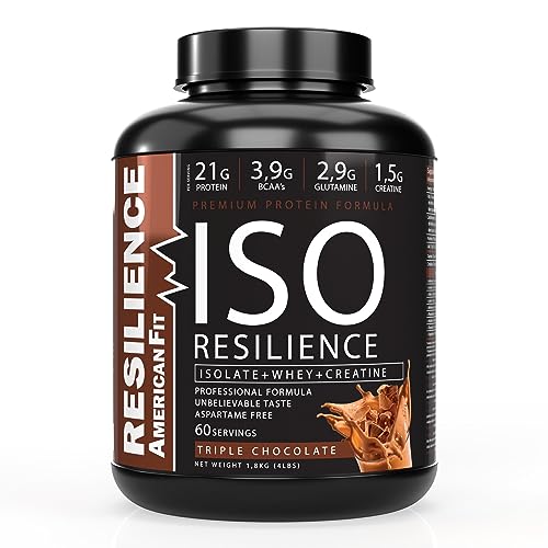 ISO RESILIENCE|Proteína en Polvo|Proteinas whey|1.8kg|Proteínas de Suero con Creatina|Ganar Masa Muscular|Proteína Sabor Triple Chocolate|Batido Proteinas Masa Muscular|Proteina Con Creatina.